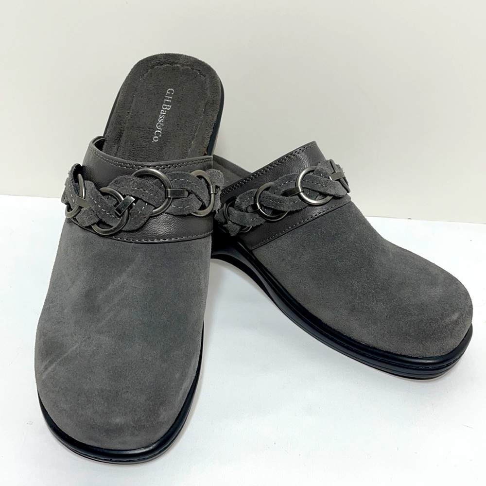 G.H. Bass & Co. Gray Suede Leather Clog Mules in Like New Condition!